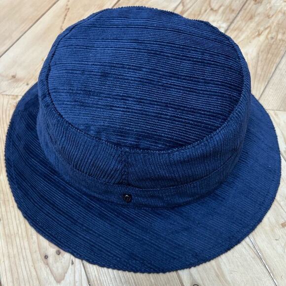 NWT Helen Kaminski Deep Ocean Navy Blue Luther Velvetty Cotton Bucket Hat - Picture 3 of 10